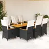Image de vidaXL Ensemble à manger de jardin 9pcs coussins noir résine tressée