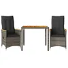 Image de vidaXL Ensemble de bistro 3 pcs avec coussins gris résine tressée