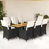 Image de vidaXL Ensemble à manger de jardin 9pcs coussins noir résine tressée