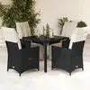 Image de vidaXL Ensemble à manger de jardin coussins 5pcs Noir Résine tressée