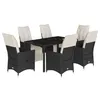 Image de vidaXL Ensemble à manger de jardin coussins 7pcs Noir Résine tressée, ensemble de salle à manger d'extérieur, meuble de salle à manger de jardin, table et chaises de jardin