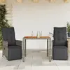 Image de vidaXL Ensemble de bistro de jardin 3 pcs coussins gris poly rotin