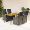 Image de vidaXL Ensemble de bistro de jardin 5 pcs coussins gris poly rotin