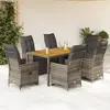 Image de vidaXL Ensemble de bistro de jardin 7 pcs coussins gris poly rotin