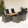 Image de vidaXL Ensemble de bistro de jardin 7 pcs coussins gris poly rotin