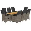 Image de vidaXL Ensemble de bistro de jardin 9 pcs coussins gris poly rotin