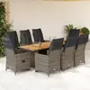 Image de vidaXL Ensemble de bistro de jardin 9 pcs coussins gris poly rotin