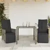 Image de vidaXL Ensemble de bistro de jardin 3 pcs coussins gris poly rotin