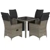 Image de vidaXL Ensemble de bistro de jardin 5 pcs coussins gris poly rotin