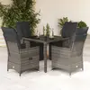 Image de vidaXL Ensemble de bistro de jardin 5 pcs coussins gris poly rotin