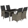 Image de vidaXL Ensemble de bistro de jardin 5 pcs coussins gris poly rotin