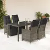 Image de vidaXL Ensemble de bistro de jardin 5 pcs coussins gris poly rotin