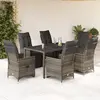 Image de vidaXL Ensemble de bistro de jardin 7 pcs coussins gris poly rotin
