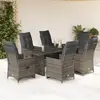 Image de vidaXL Ensemble de bistro de jardin 7 pcs coussins gris poly rotin
