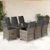 Image de vidaXL Ensemble de bistro de jardin 9 pcs coussins gris poly rotin