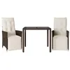 Image de vidaXL Ensemble de bistro de jardin 3 pcs coussins marron poly rotin
