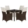 Image de vidaXL Ensemble de bistro de jardin 5 pcs coussins marron poly rotin