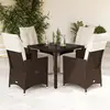 Image de vidaXL Ensemble de bistro de jardin 5 pcs coussins marron poly rotin