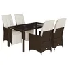 Image de vidaXL Ensemble de bistro de jardin 5 pcs coussins marron poly rotin