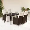 Image de vidaXL Ensemble de bistro de jardin 5 pcs coussins marron poly rotin