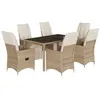 Image de vidaXL Ensemble de bistro de jardin 7 pcs coussins beige poly rotin