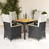 Image de vidaXL Ensemble de bistro de jardin 5 pcs coussins noir poly rotin