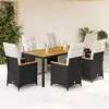 Image de vidaXL Ensemble de bistro de jardin 7 pcs coussins noir poly rotin
