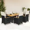 Image de vidaXL Ensemble de bistro de jardin 7 pcs coussins noir poly rotin
