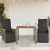 Image de vidaXL Ensemble de bistro de jardin 3 pcs coussins gris poly rotin