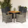 Image de vidaXL Ensemble de bistro de jardin 5 pcs coussins gris poly rotin