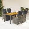 Image de vidaXL Ensemble de bistro de jardin 5 pcs coussins gris poly rotin