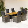 Image de vidaXL Ensemble de bistro de jardin 7 pcs coussins gris poly rotin