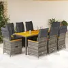 Image de vidaXL Ensemble de bistro de jardin 9 pcs coussins gris poly rotin