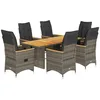 Image de vidaXL Ensemble de bistro de jardin 7 pcs coussins gris poly rotin