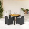 Image de vidaXL Ensemble de bistro de jardin 5 pcs coussins noir poly rotin
