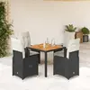 Image de vidaXL Ensemble de bistro de jardin 5 pcs coussins noir poly rotin