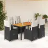 Image de vidaXL Ensemble de bistro de jardin 7 pcs coussins noir poly rotin