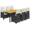 Image de vidaXL Ensemble de bistro de jardin 7 pcs coussins noir poly rotin