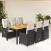Image de vidaXL Ensemble de bistro de jardin 7 pcs coussins noir poly rotin