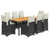 Image de vidaXL Ensemble de bistro de jardin 9 pcs coussins noir poly rotin