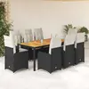 Image de vidaXL Ensemble de bistro de jardin 9 pcs coussins noir poly rotin