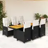 Image de vidaXL Ensemble de bistro de jardin 7 pcs coussins noir poly rotin