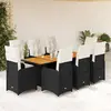 Image de vidaXL Ensemble de bistro de jardin 9 pcs coussins noir poly rotin