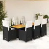Image de vidaXL Ensemble de bistro de jardin 9 pcs coussins noir poly rotin