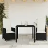 Image de vidaXL Ensemble de bistro de jardin 3 pcs coussins noir poly rotin