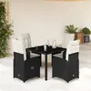 Image de vidaXL Ensemble de bistro de jardin 5 pcs coussins noir poly rotin
