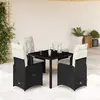 Image de vidaXL Ensemble de bistro de jardin 5 pcs coussins noir poly rotin