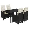 Image de vidaXL Ensemble de bistro de jardin 5 pcs coussins noir poly rotin