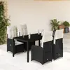 Image de vidaXL Ensemble de bistro de jardin 5 pcs coussins noir poly rotin