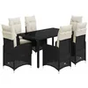 Image de vidaXL Ensemble de bistro de jardin 7 pcs coussins noir poly rotin